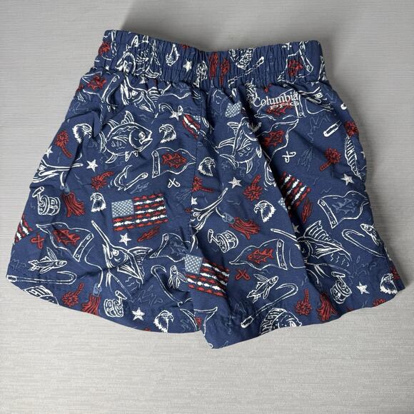 Columbia PFG Swim Trunks Youth Boys 4T Red White Blue 4th Of July Lined - Picture 2 of 5